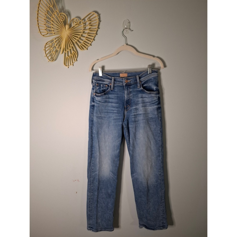Mother Straight Leg Jeans Medium Wash Blue Denim Size 28